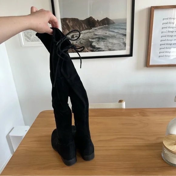 Black Thigh Boots - Picture 2 of 5